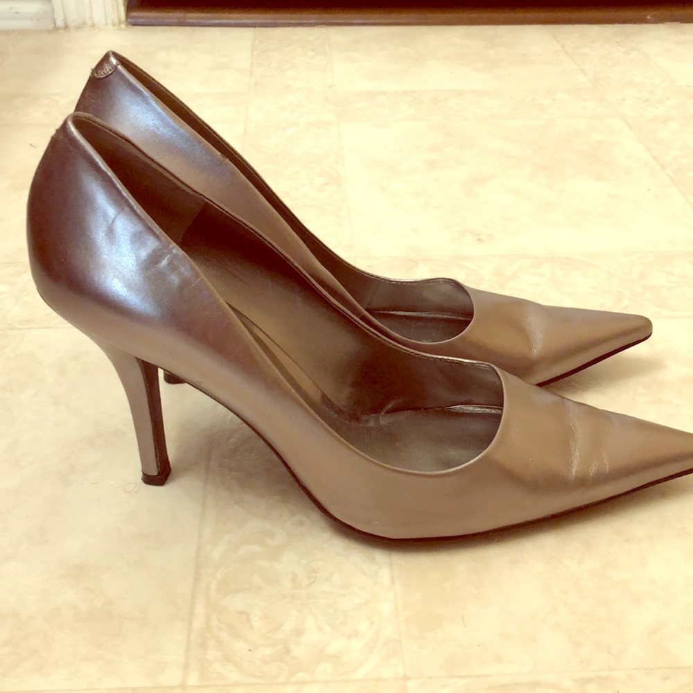 Nine West Metallic Silver Pointy Toe Pumps